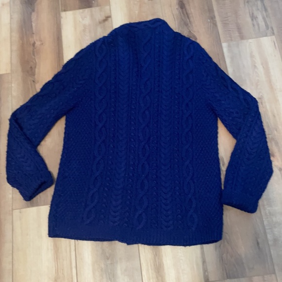 Vintage Handmade chunky Cable knit navy blue cardigan sweater - Picture 14 of 16